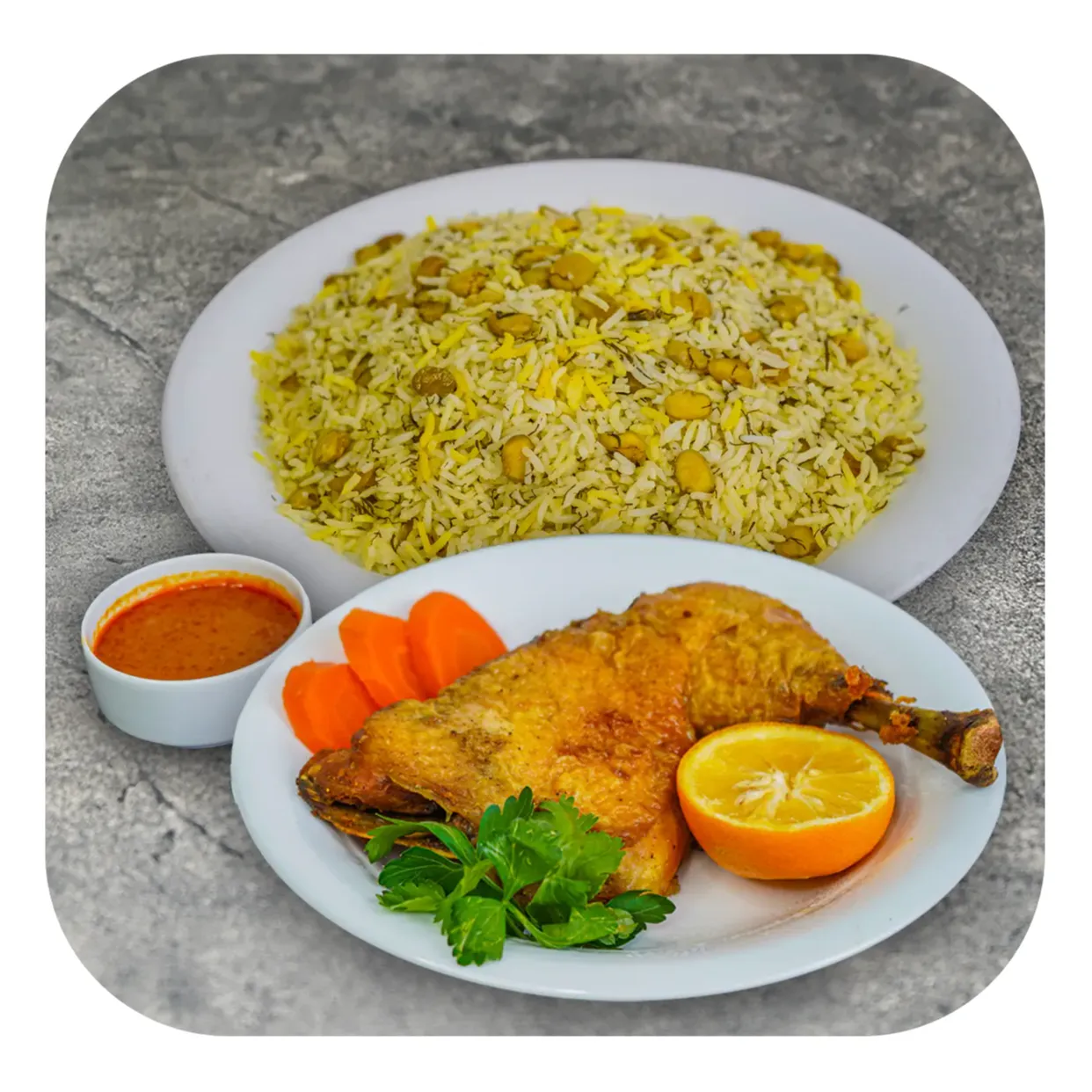 باقلا پلو با مرغ